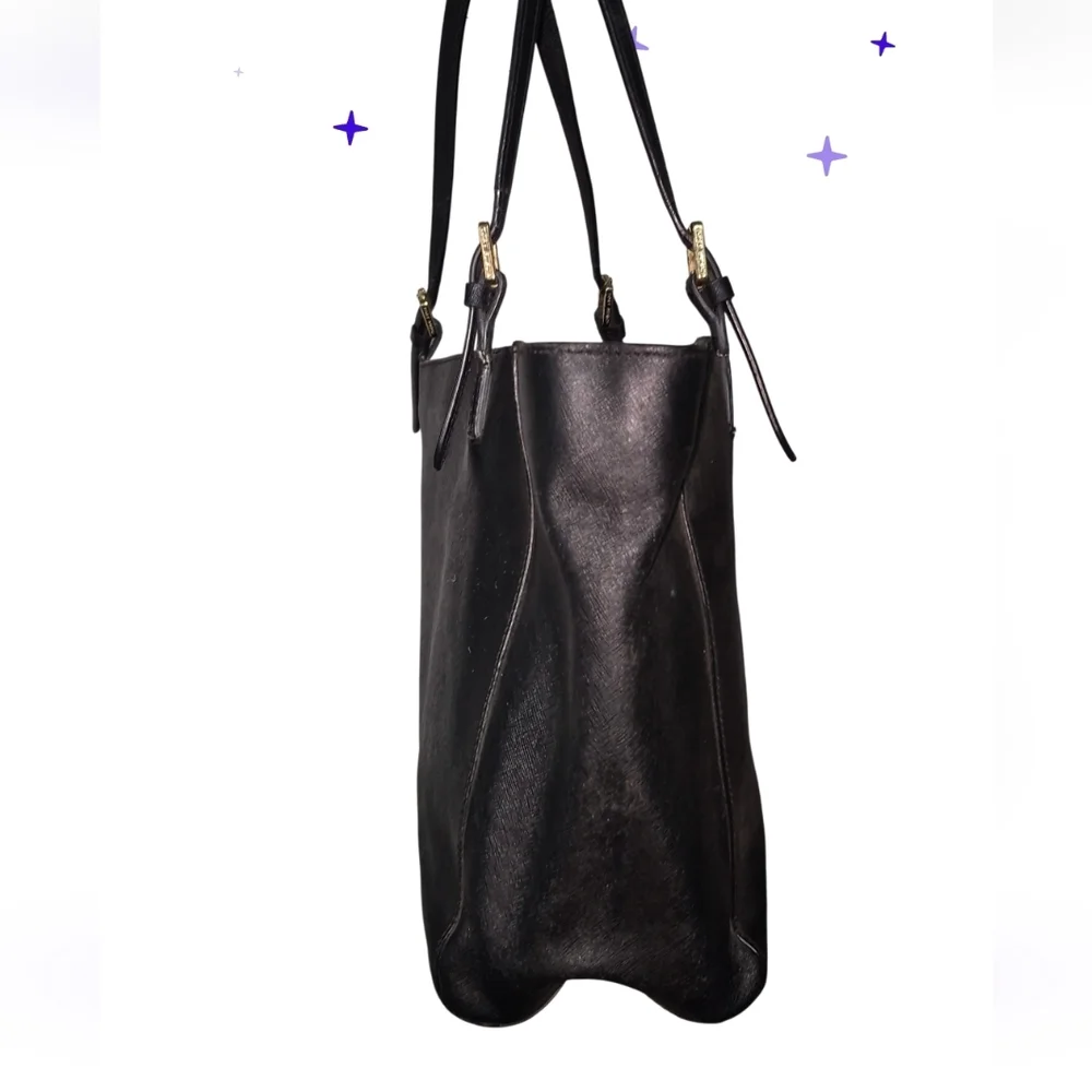 Tory Burch Black Leather Tote with Gold Hardware